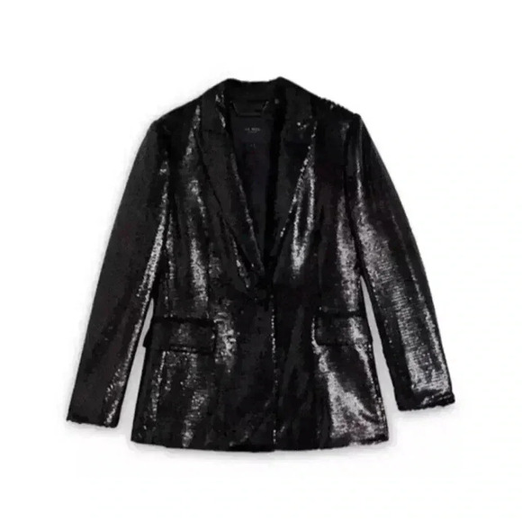NWT Ted Baker Black Millei Matte Sequin Relaxed Fit Blazer Size 1/4 - Picture 5 of 13